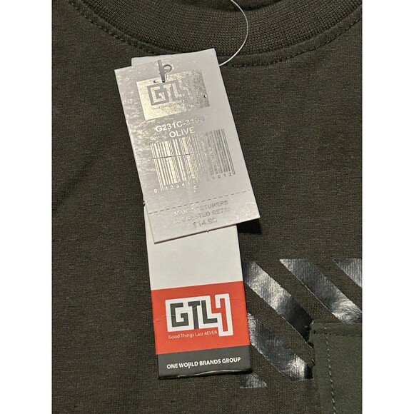 GTLY Olive Green T-Shirt Men’s Small NWT Pocket Graphic Tee Streetwear - Picture 5 of 5